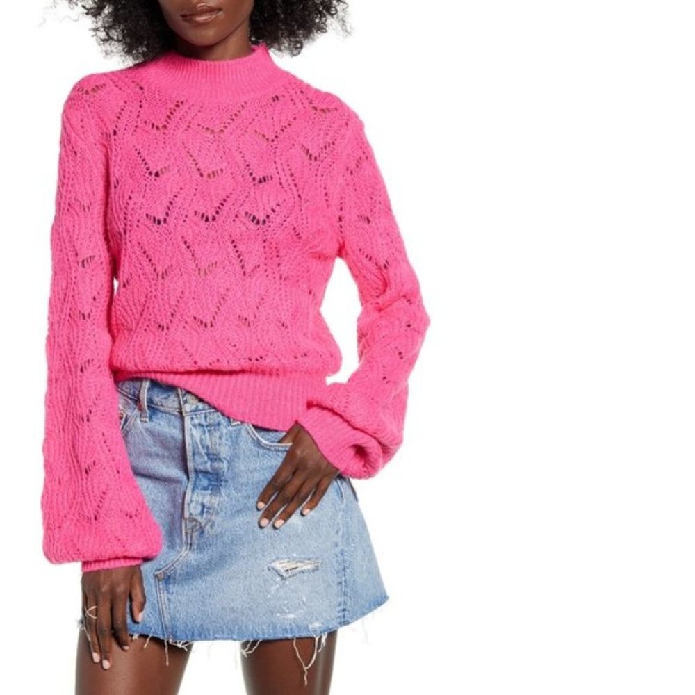 Astr The Label Pointelle Sweater